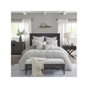 Madison Park Signature Essence Cotton Clip Jacquard Comforter Set - GRAY ONE SIZE