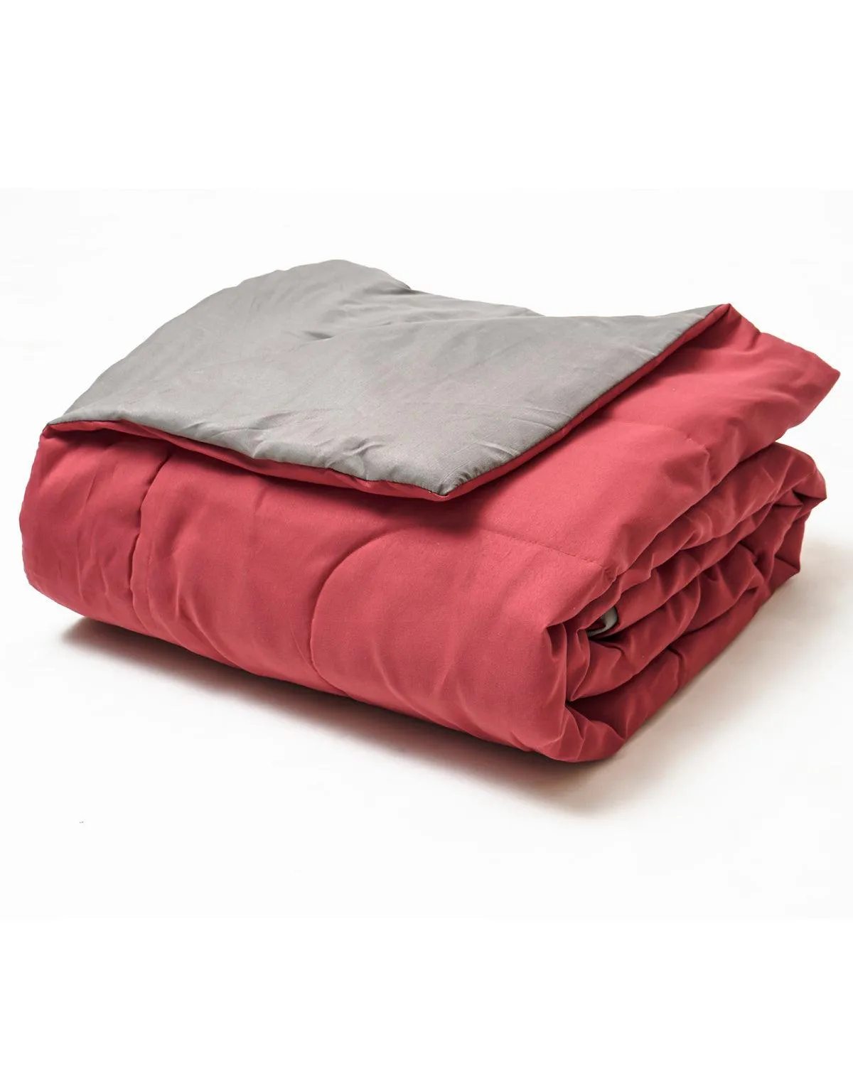 Maroon & Grey Solid Double Comforter (220 X 210 Cm, Maroon)