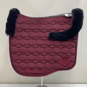 Mattes Eurofit Velvet Dressage Saddle Pad with Sheepskin Trim BURGUNDY