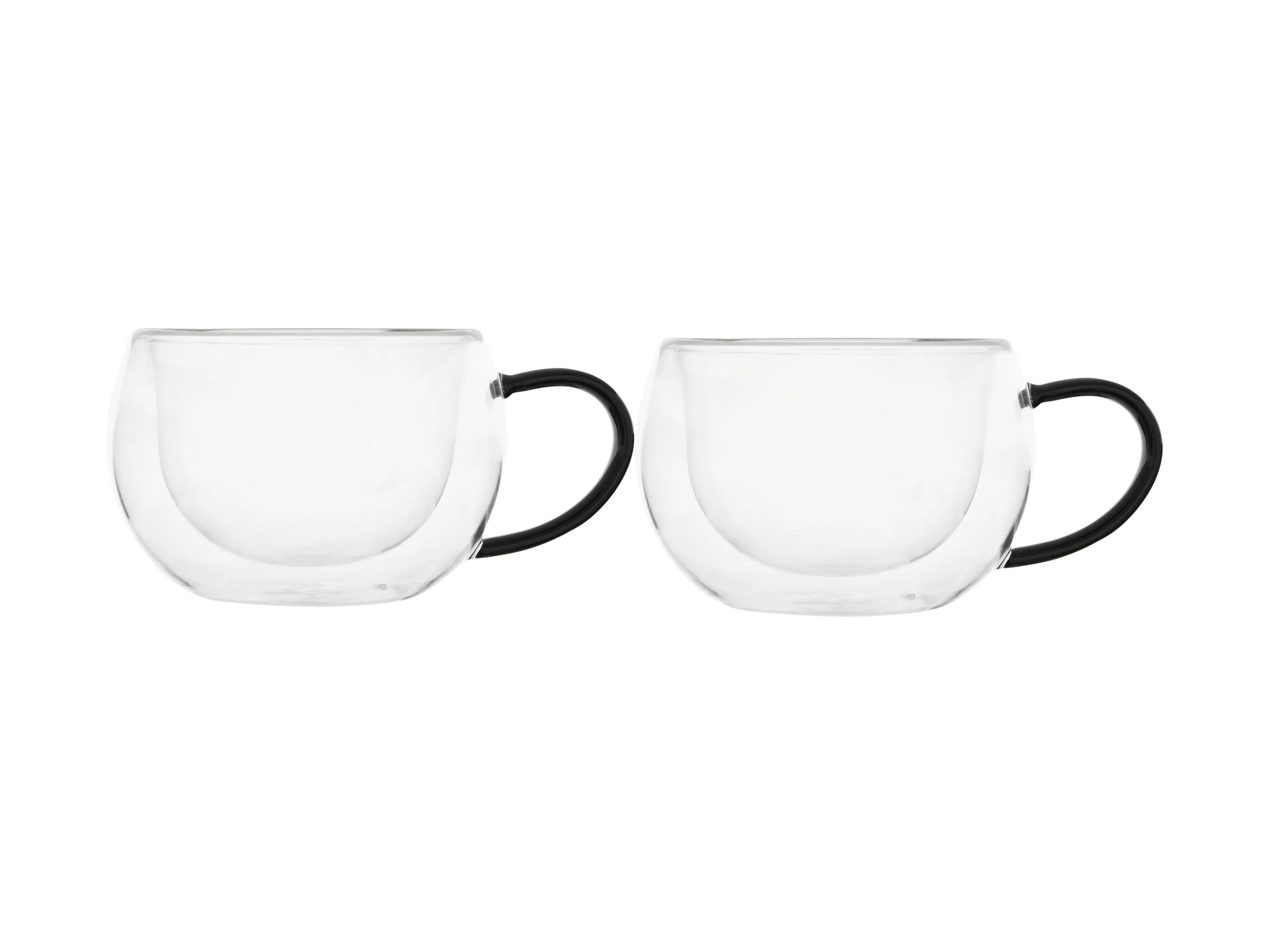 Maxwell & Williams Blend Noir Double Wall Glass Mugs 270ml - Set of 2