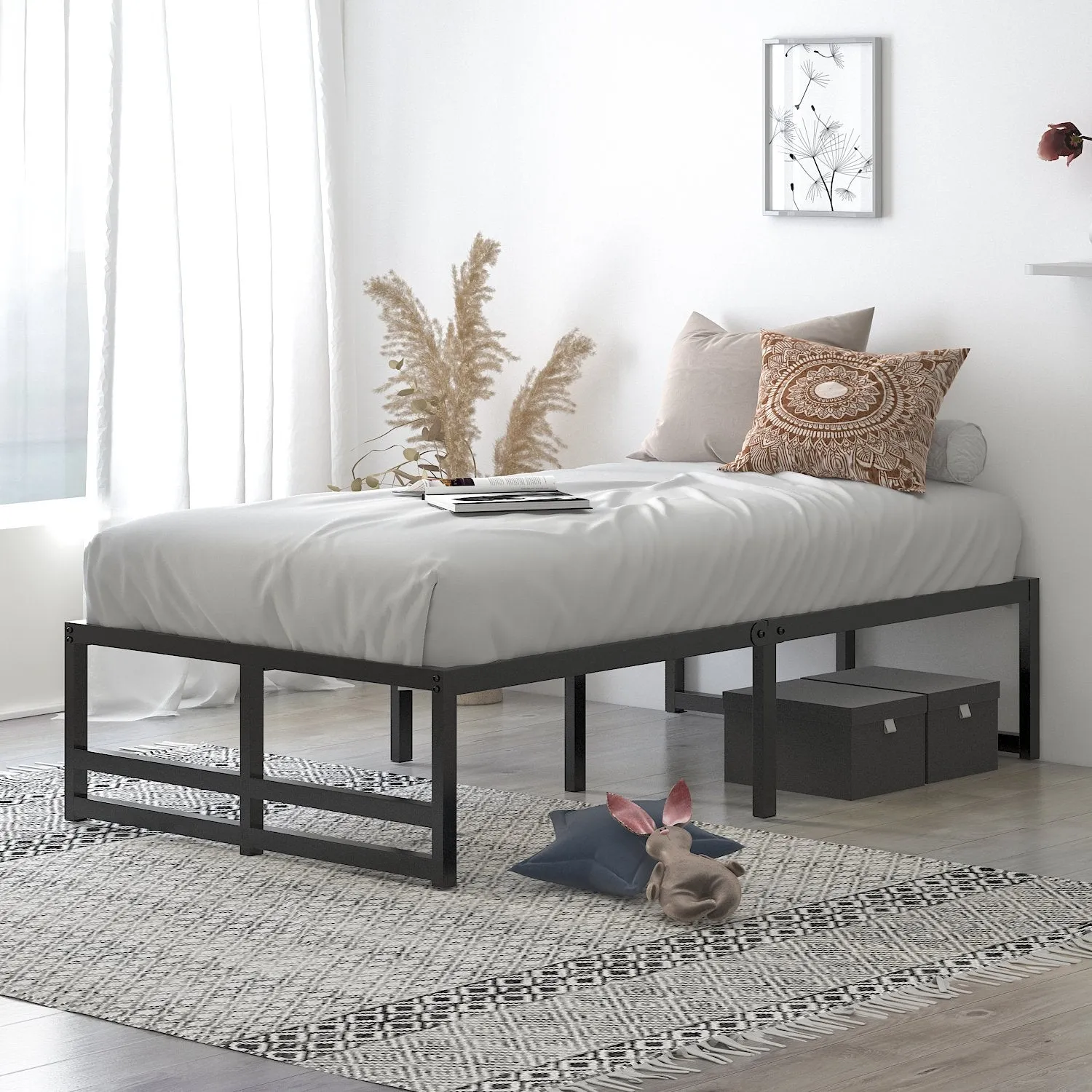 Metal Platform Bed Frame with 14'' Under Bed Storage