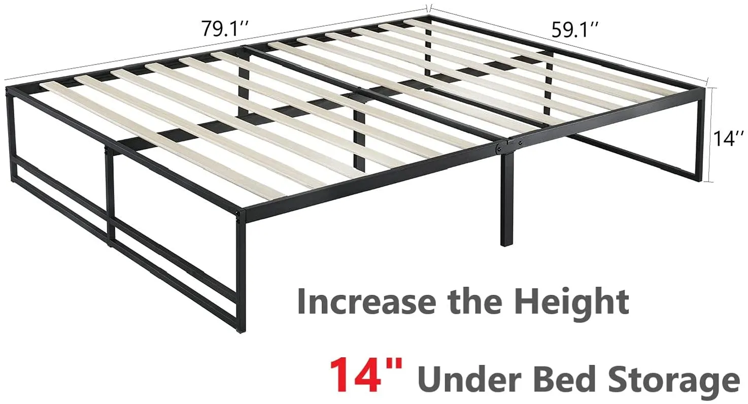 Metal Platform Bed Frame with 14'' Under Bed Storage