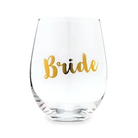 Metallic Gold Bride Stemless Glass