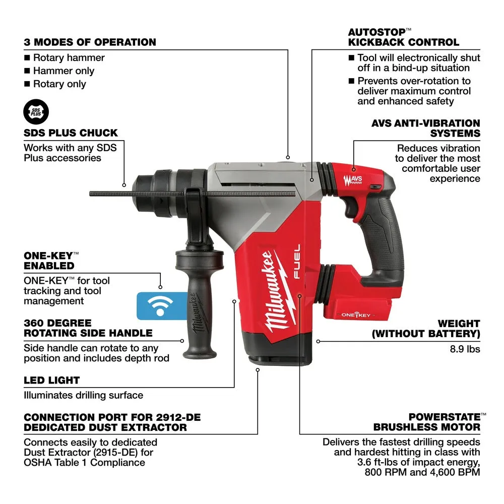 Milwaukee 2915-20 M18 FUEL 1-1/8 SDS Plus Rotary Hammer Bare Tool