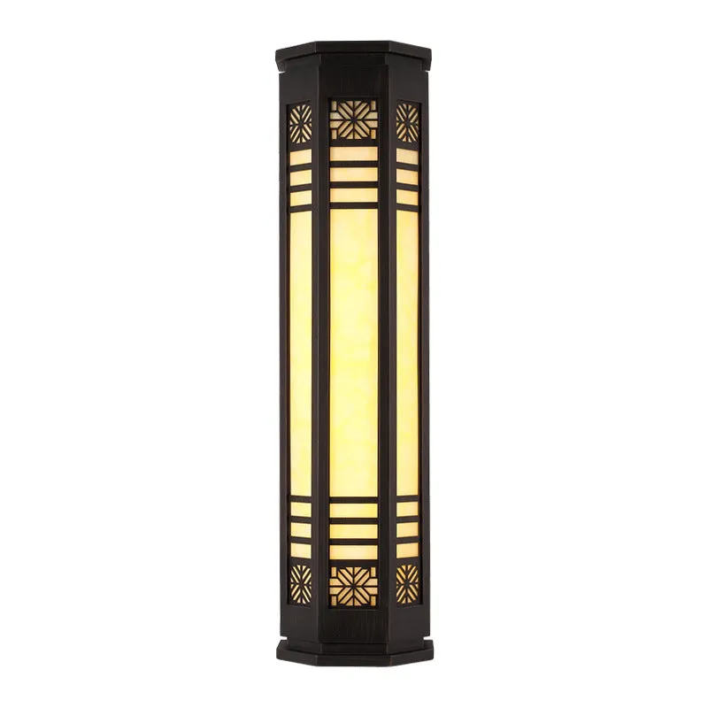 Modern Classical Cylindrical Stainless Steel Imitation Marble Waterproof Outdoor LED Wall Sconce Lamp