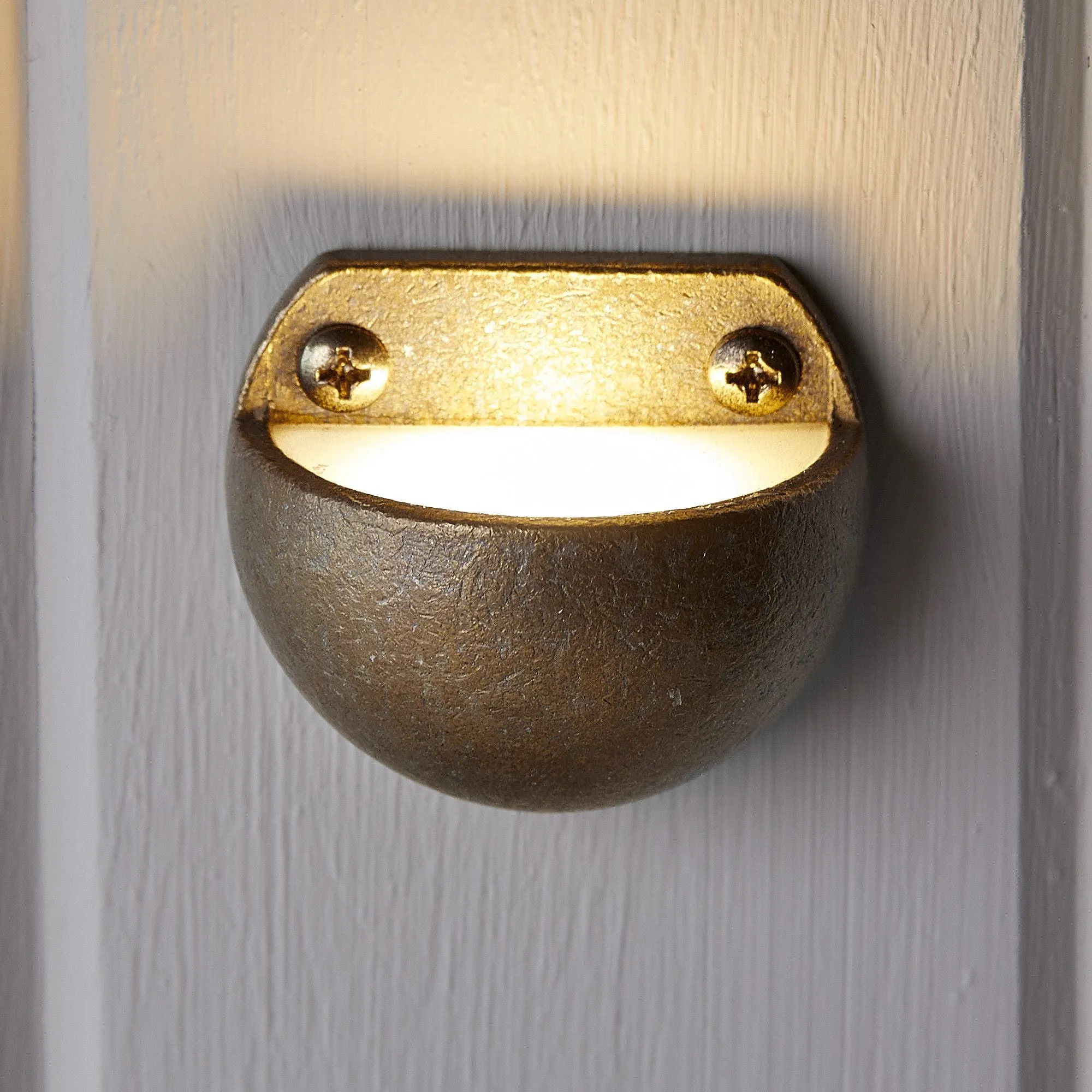 Mousehole ip65 path light in aged brass