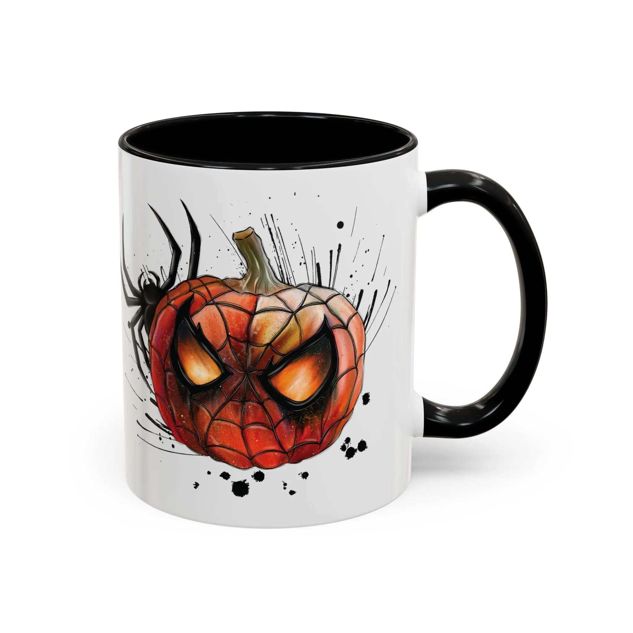 Mug - Spider Pumpkin Mask Style Accent Coffee Mug - Spider Hero Theme