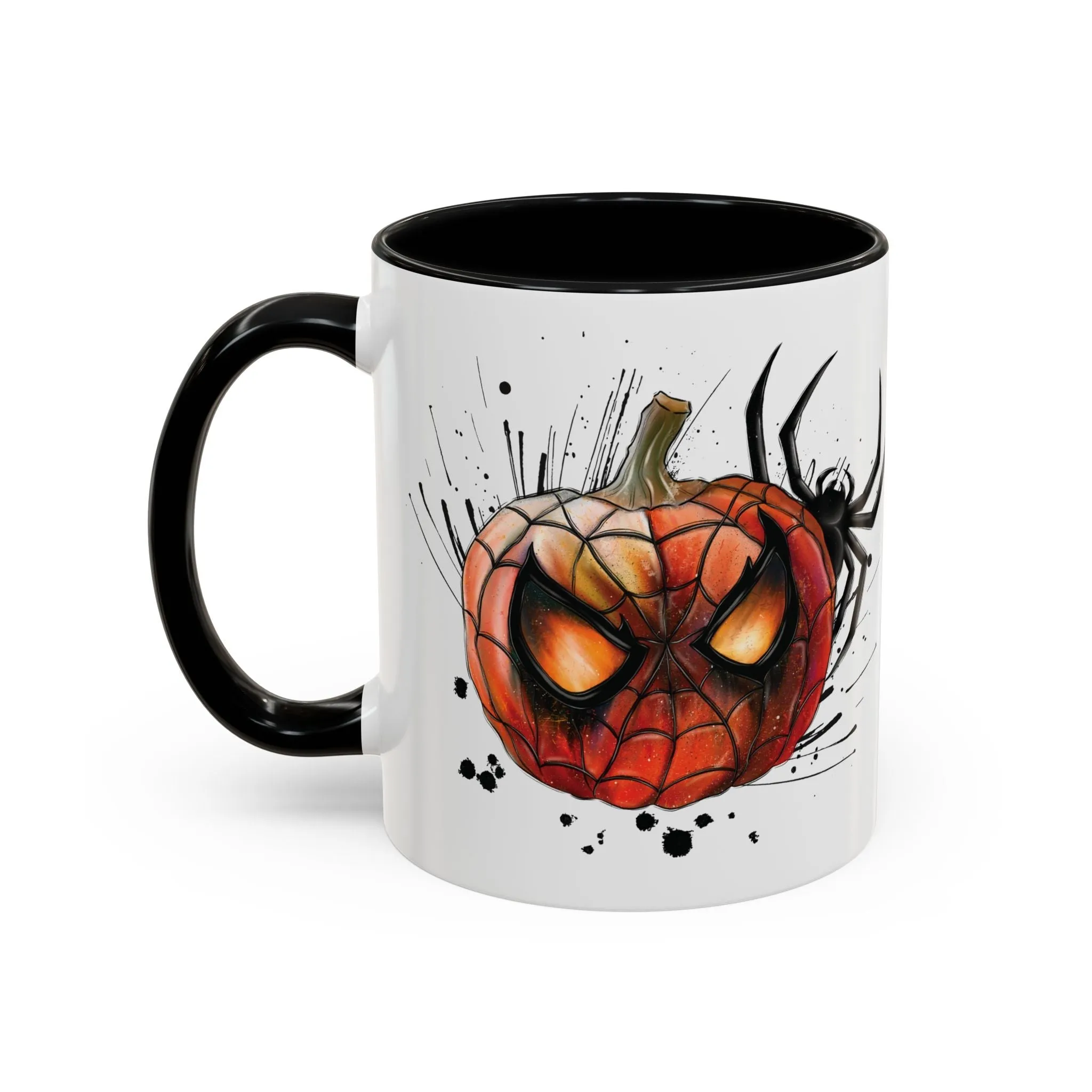 Mug - Spider Pumpkin Mask Style Accent Coffee Mug - Spider Hero Theme