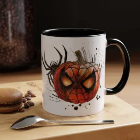 Mug - Spider Pumpkin Mask Style Accent Coffee Mug - Spider Hero Theme