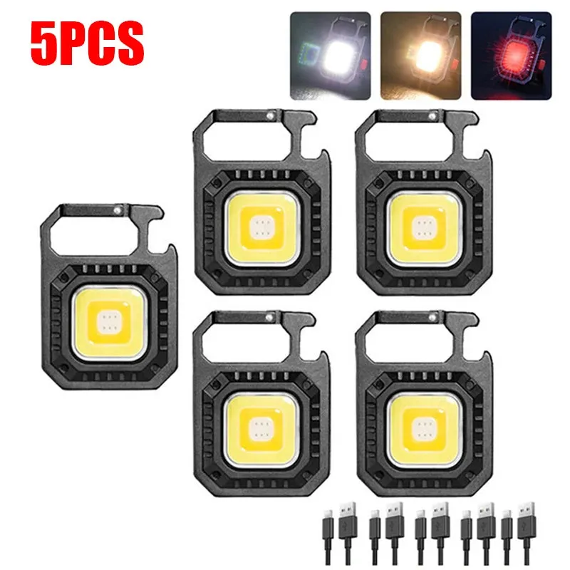 Multifunctional Mini COB LED Working Light USB Rechargeable Portable Flashlight KeychainTorch Outdoor Camping Lantern