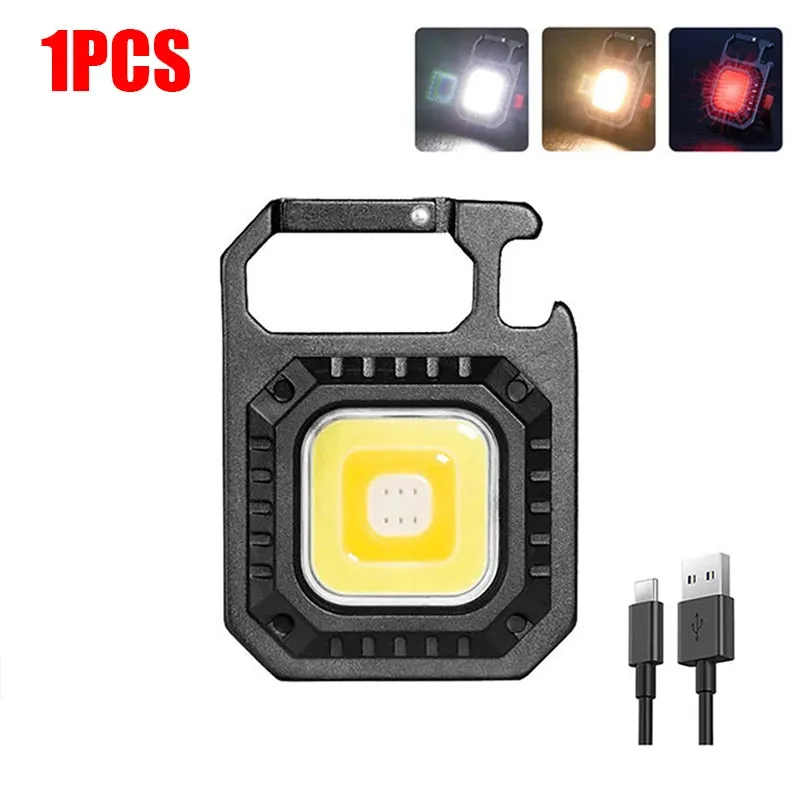 Multifunctional Mini COB LED Working Light USB Rechargeable Portable Flashlight KeychainTorch Outdoor Camping Lantern