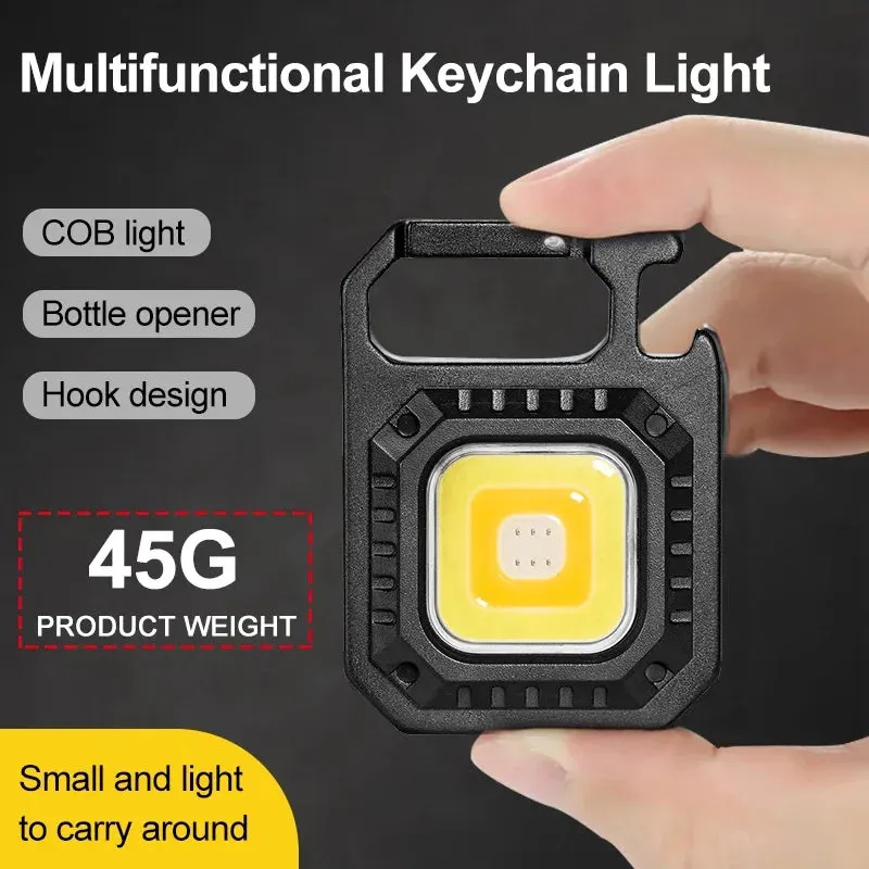 Multifunctional Mini COB LED Working Light USB Rechargeable Portable Flashlight KeychainTorch Outdoor Camping Lantern