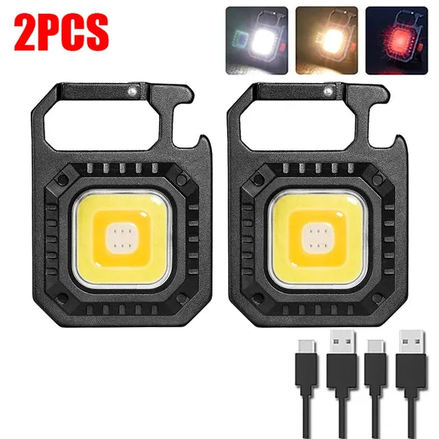 Multifunctional Mini COB LED Working Light USB Rechargeable Portable Flashlight KeychainTorch Outdoor Camping Lantern