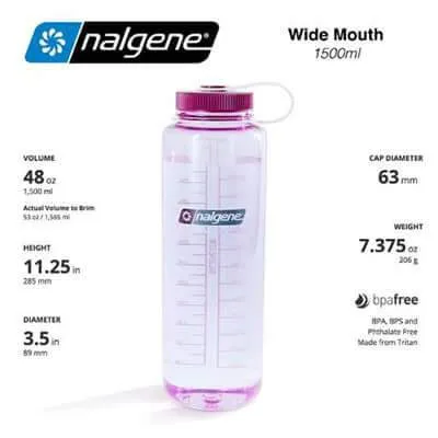 Nalgene 48oz BPA Free Wide Mouth Water Bottle (1,500ml)