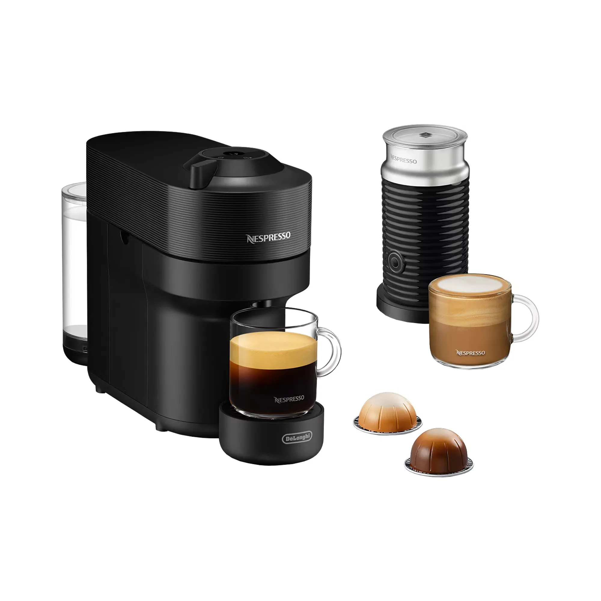 Nespresso Vertuo Pop Bundle with Aeroccino Milk Frother Liqourice Black