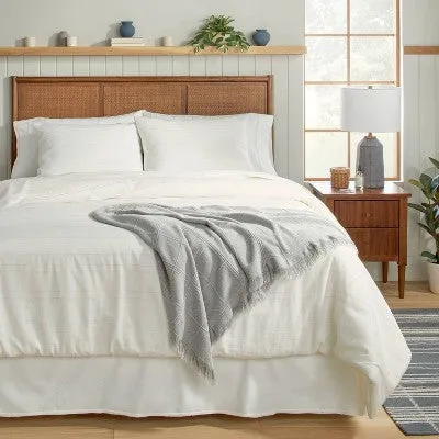 New - 3pc King Fine Stripe Duvet & Sham Set Twilight Taupe/Sour Cream - Hearth & Hand