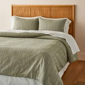 New - 3pc King Washed Loop Stripe Duvet Cover Bedding Set Sage Green - Hearth & Hand