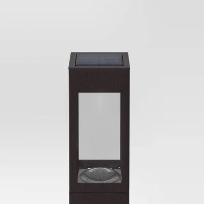 New - 6pk Square Bollard Solar LED Outdoor Path Lights Matte Black - Threshold