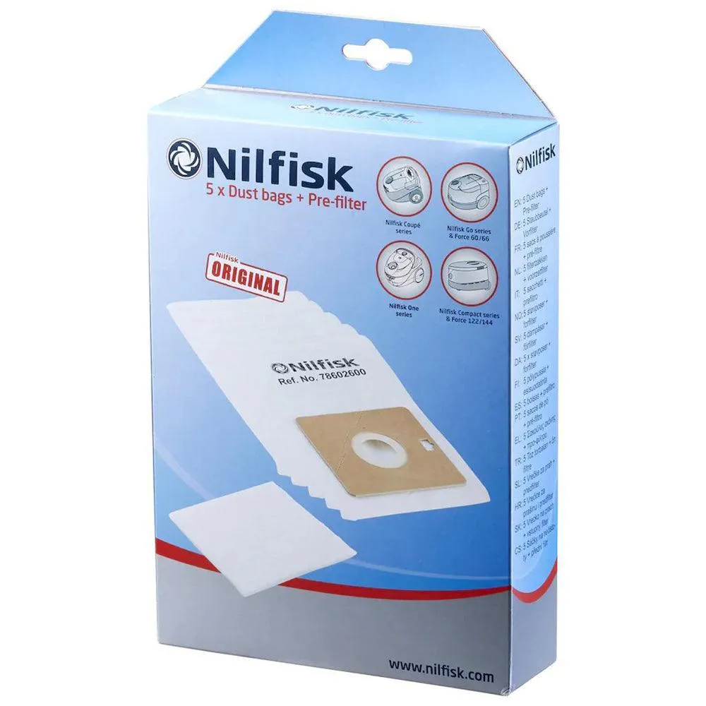 Nilfisk Vacuum Cleaner Bags Pack of 5 - White | 602600