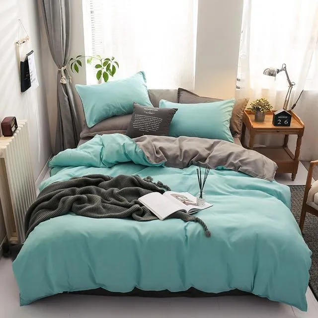 Nordic Double Color Bedding Set Single Queen King Duver Cover Set Bed Sheet Bed Linen Pillowcase Gray Pink Quilt Covers