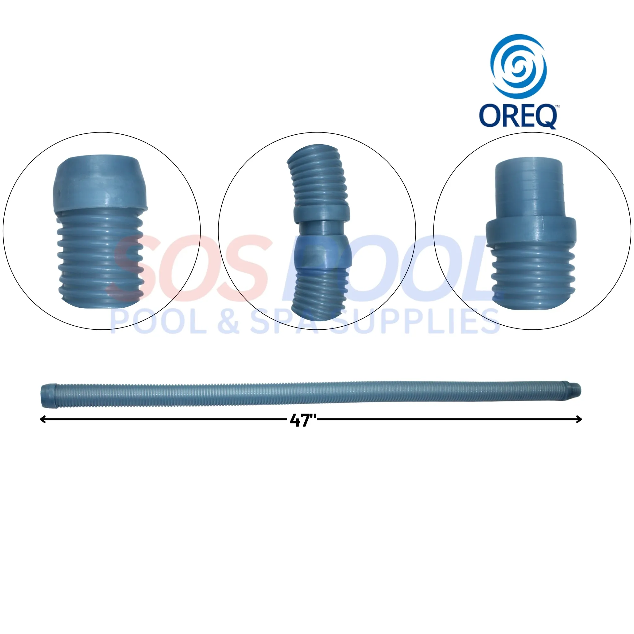 OREQ Sectional Connector Hose For Automatic Pool Cleaner Vacuum | Blue | 4' Ft | APC204B