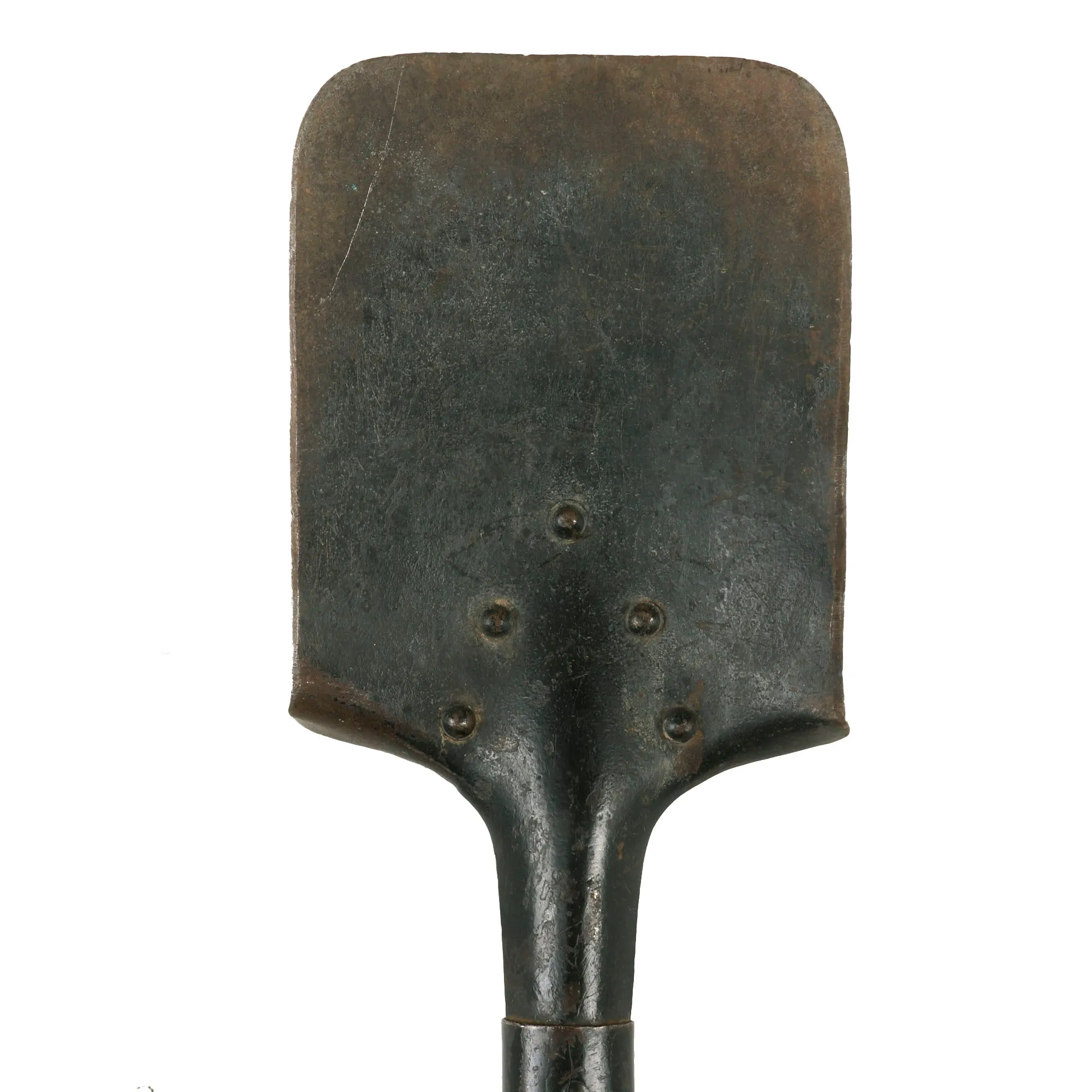 Original Imperial German WWI Short Entrenching Tool Shovel with Leather Carrier with Maker’s Mark