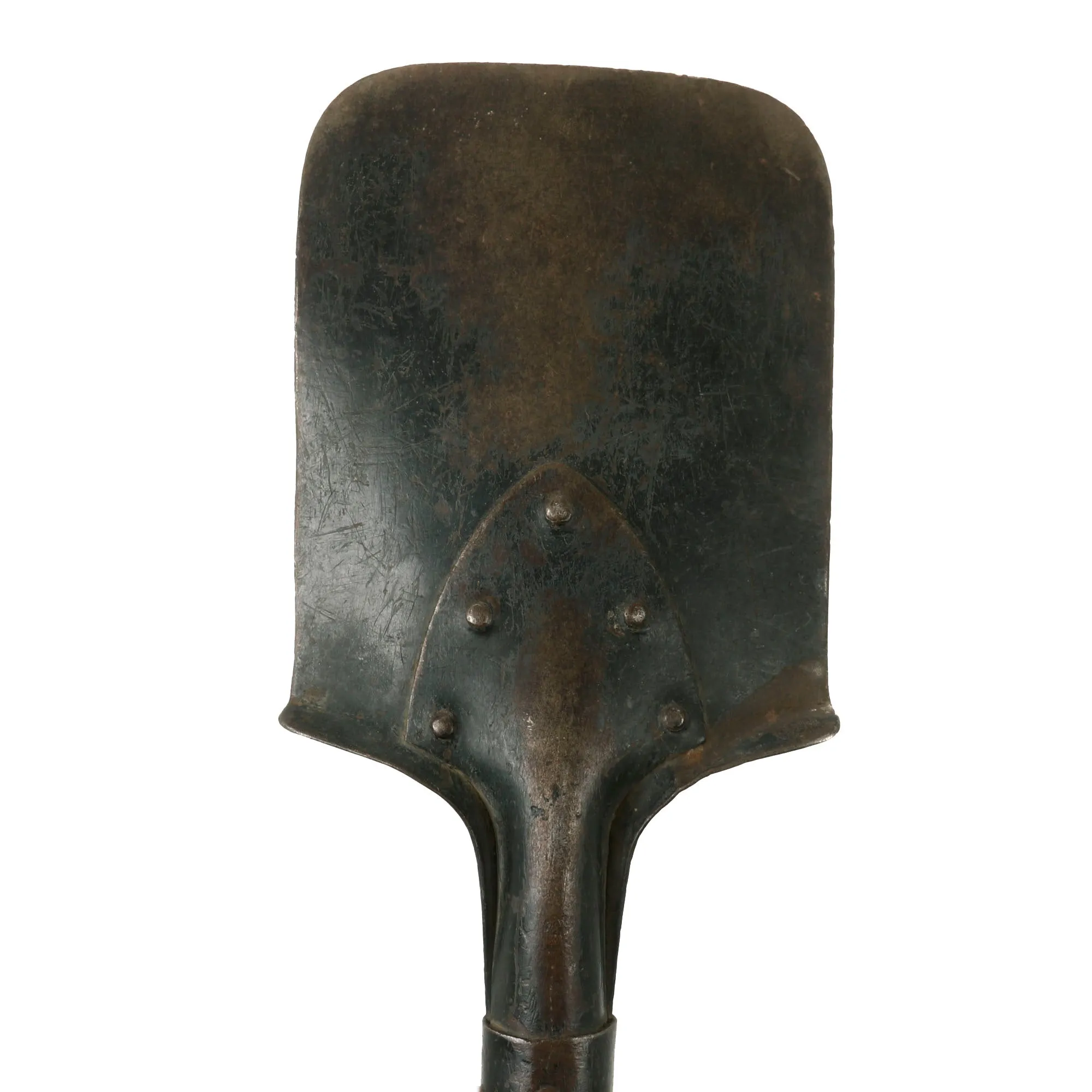 Original Imperial German WWI Short Entrenching Tool Shovel with Leather Carrier with Maker’s Mark