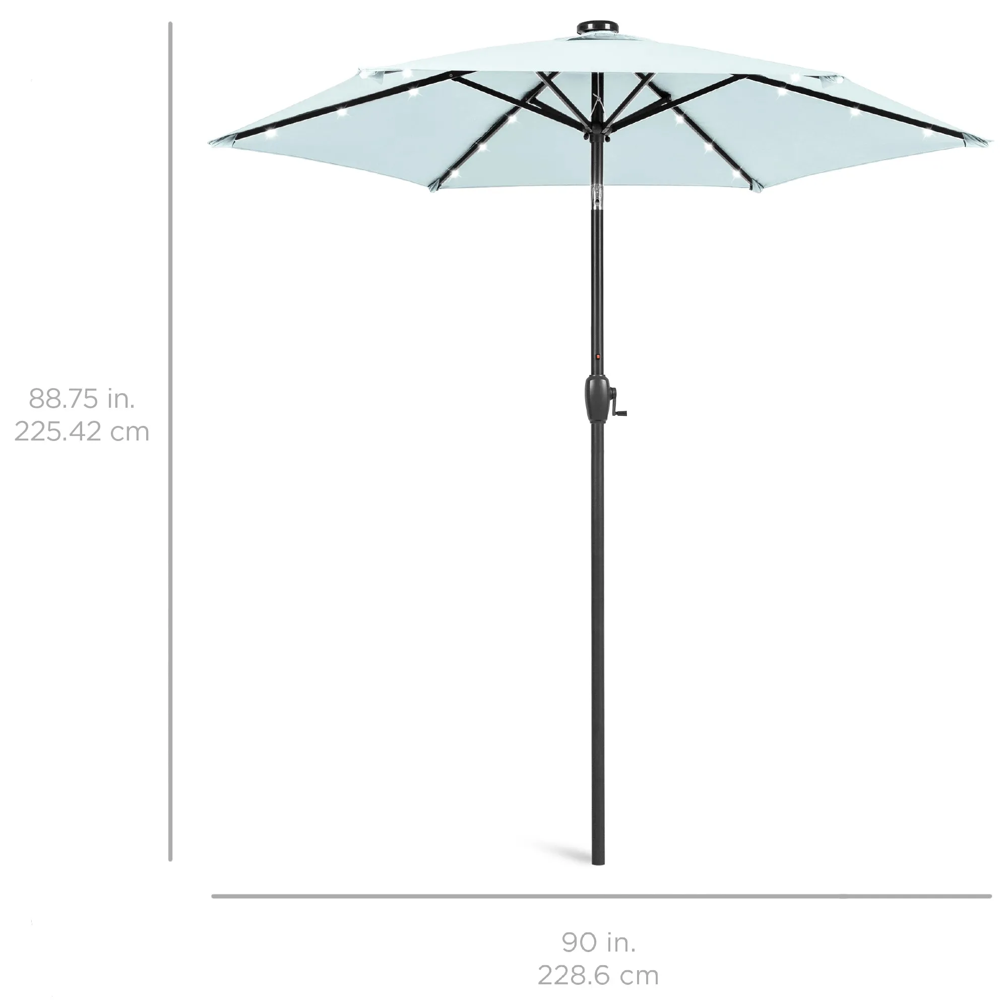 Outdoor Solar Patio Umbrella w/ Push Button Tilt, Crank Lift - 7.5ft