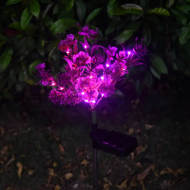 Outdoor Solar Phalaenopsis Simulation Flower LED Lawn Ground Insert Decorative Landscape Light