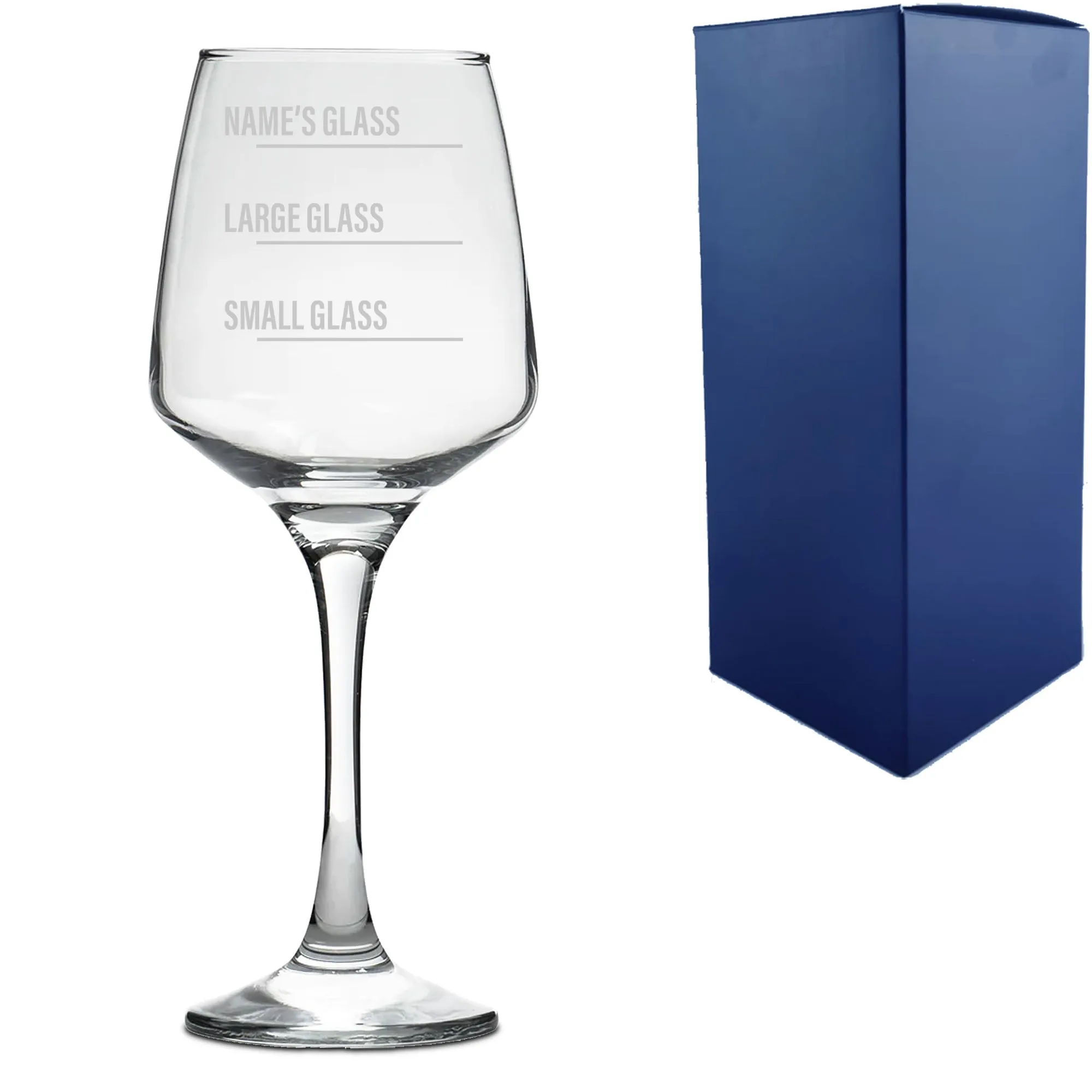 Personalised Engraved Tallo Wine Glass with Name's Glass Bold Measurements Design, Customise with Any Name