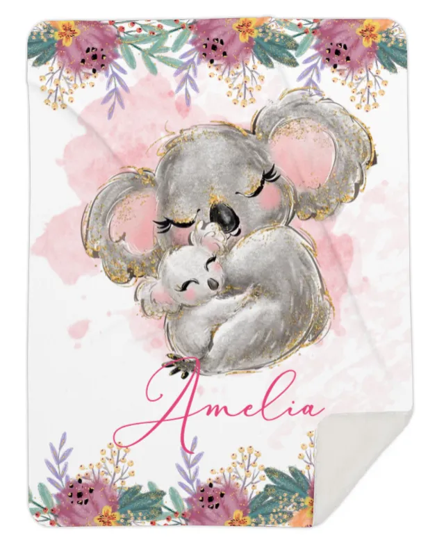 Personalised Koala Fleece Blanket