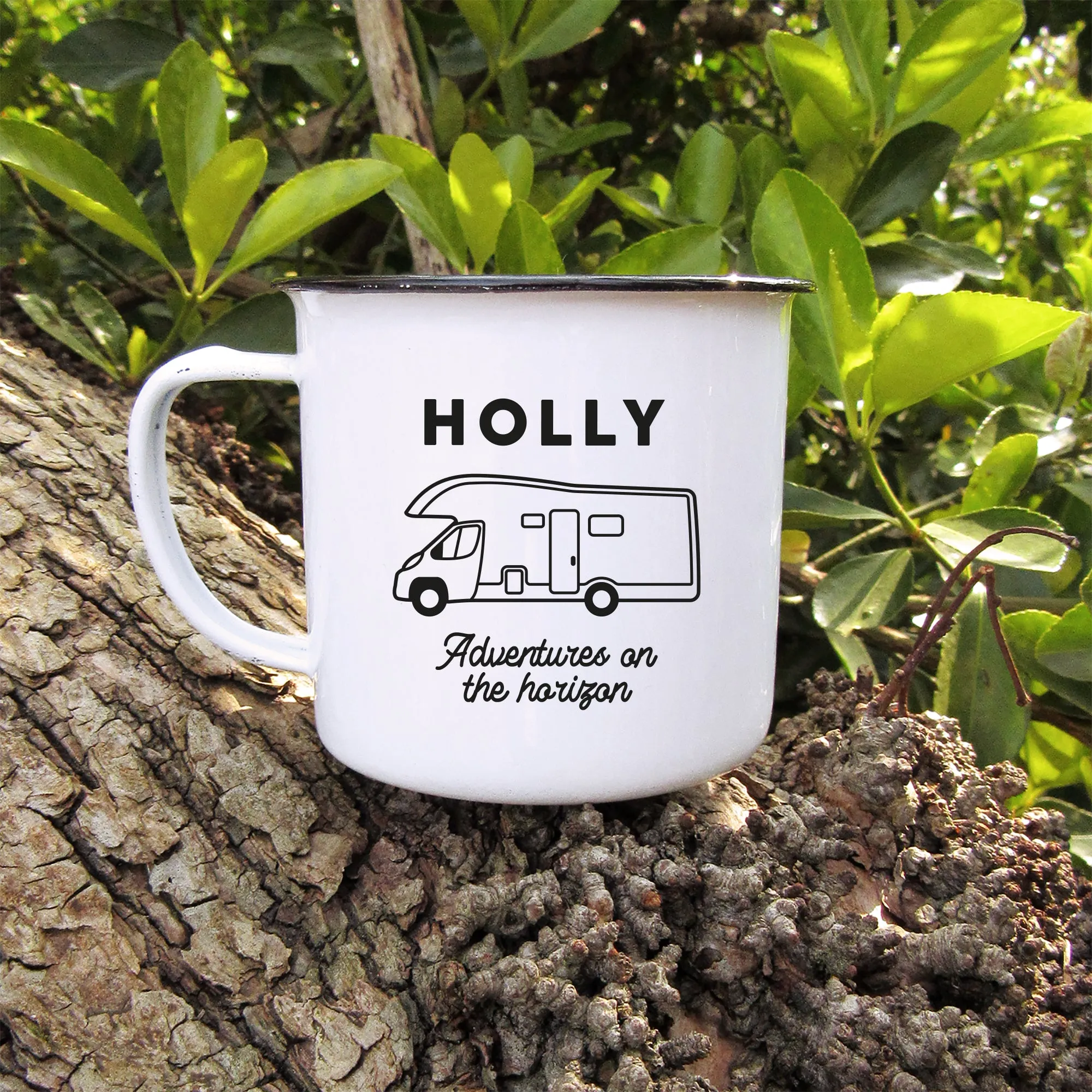 Personalised Motorhome Mug, 13 oz Metal Enamel Mug