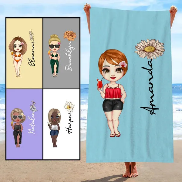 Personalize Cartoon Character and Name Towel