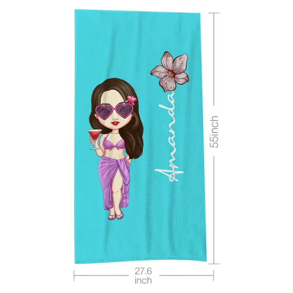 Personalize Cartoon Character and Name Towel