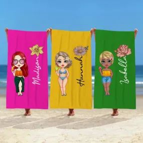 Personalize Cartoon Character and Name Towel