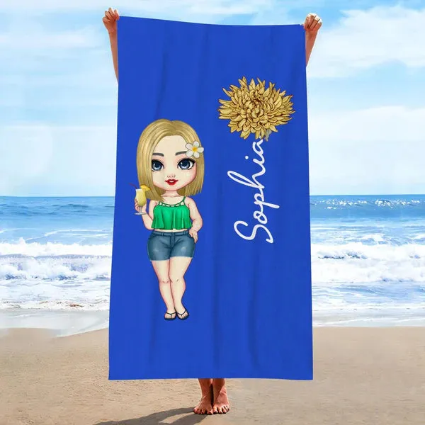 Personalize Cartoon Character and Name Towel