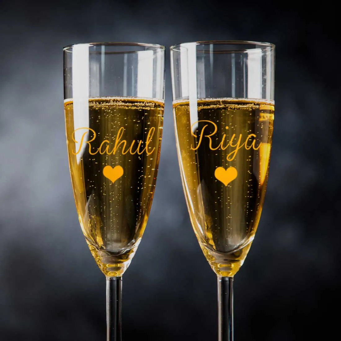 Personalized Champagne Flute Glass With Name Set Of 2 - Anniversary Gift For Couples