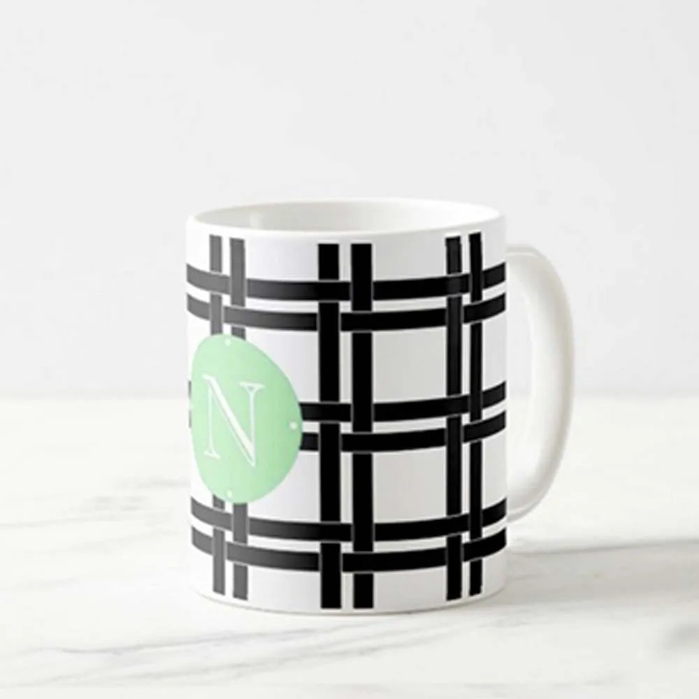 Personalized Cute Mugs - Checks Green