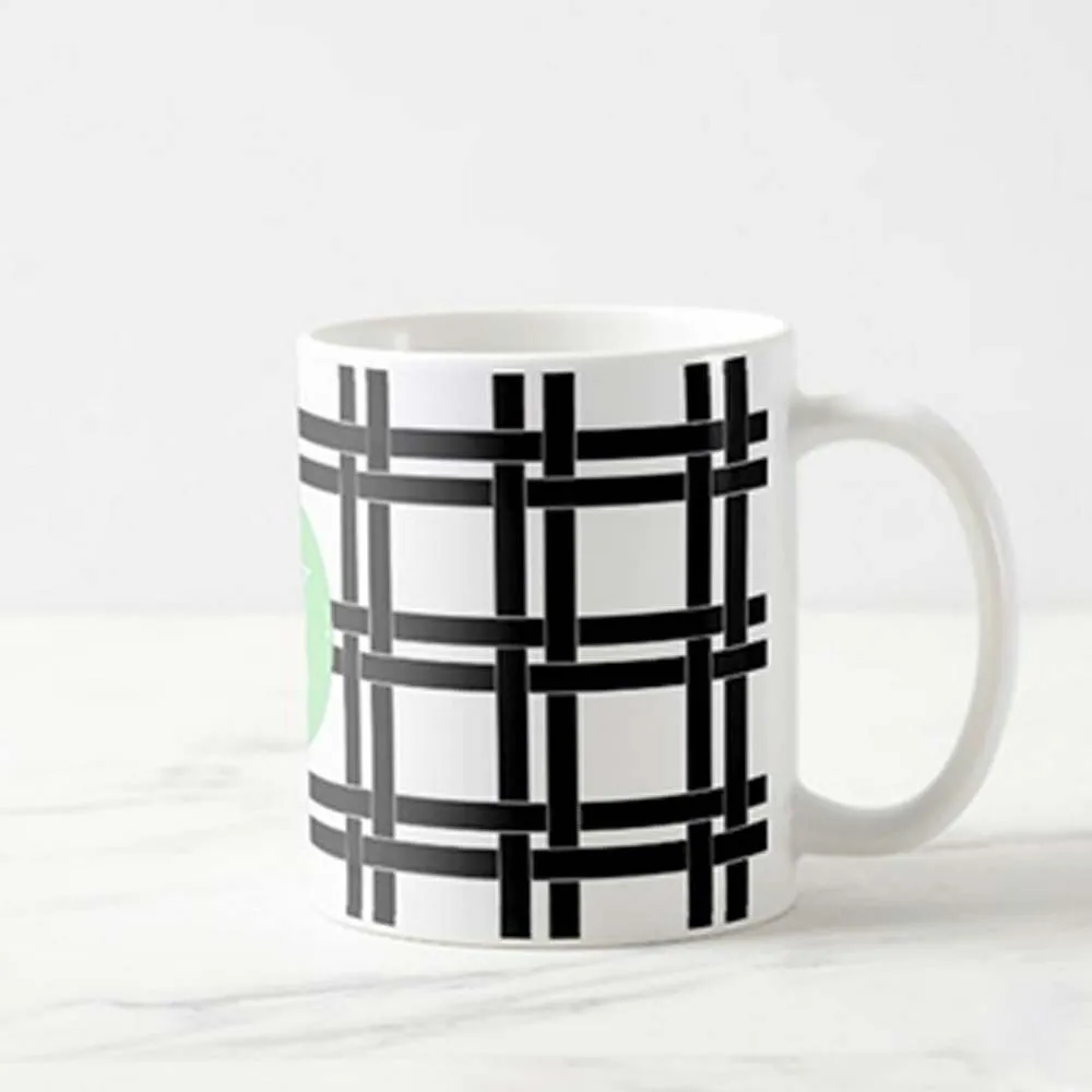 Personalized Cute Mugs - Checks Green