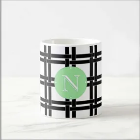 Personalized Cute Mugs - Checks Green