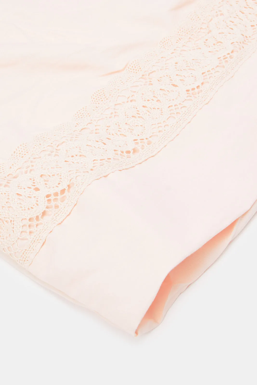 Pink 2 Piece Lace Trim Duvet Cover Set (Single Size)