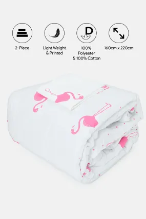 Pink Flamingo Printed Kids Comforter (Single Size)