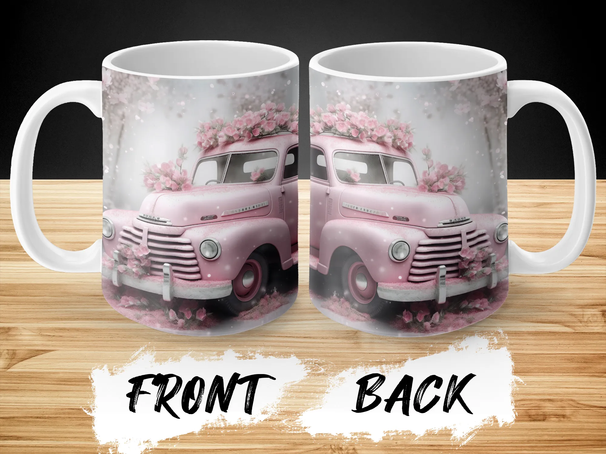 Pink Vintage Style Truck Flowers Coffee Mug, Gift For Her, Mothers Day Gift, Mama Gift, Mom Mug, From Daughter