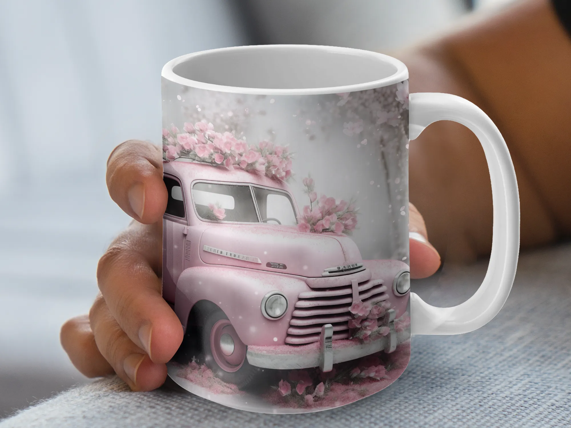 Pink Vintage Style Truck Flowers Coffee Mug, Gift For Her, Mothers Day Gift, Mama Gift, Mom Mug, From Daughter