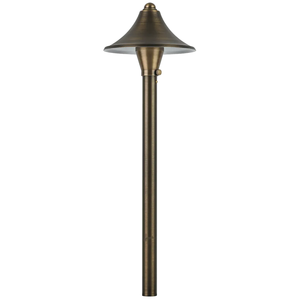 PLB09 Brass LED Cone Low Voltage Pathway Outdoor Landscape Lighting Fixture