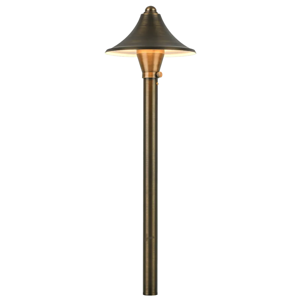 PLB09 Brass LED Cone Low Voltage Pathway Outdoor Landscape Lighting Fixture