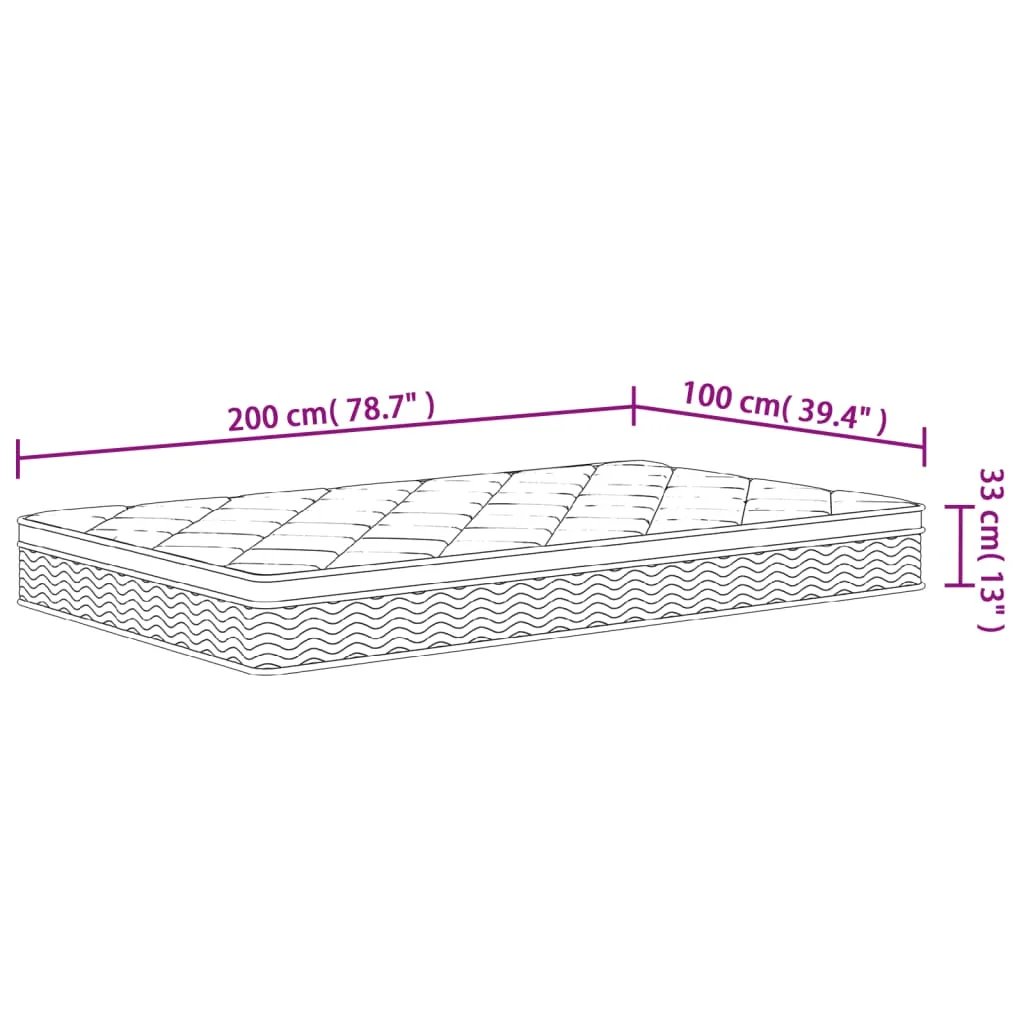 Pocket Spring Mattress Medium Plus 100x200 cm