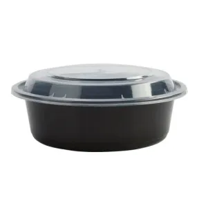 Premium Heavy Plastic Microwaveable, Stackable 7" 32oz Lunch/Dinner Containers with Airtight Lid