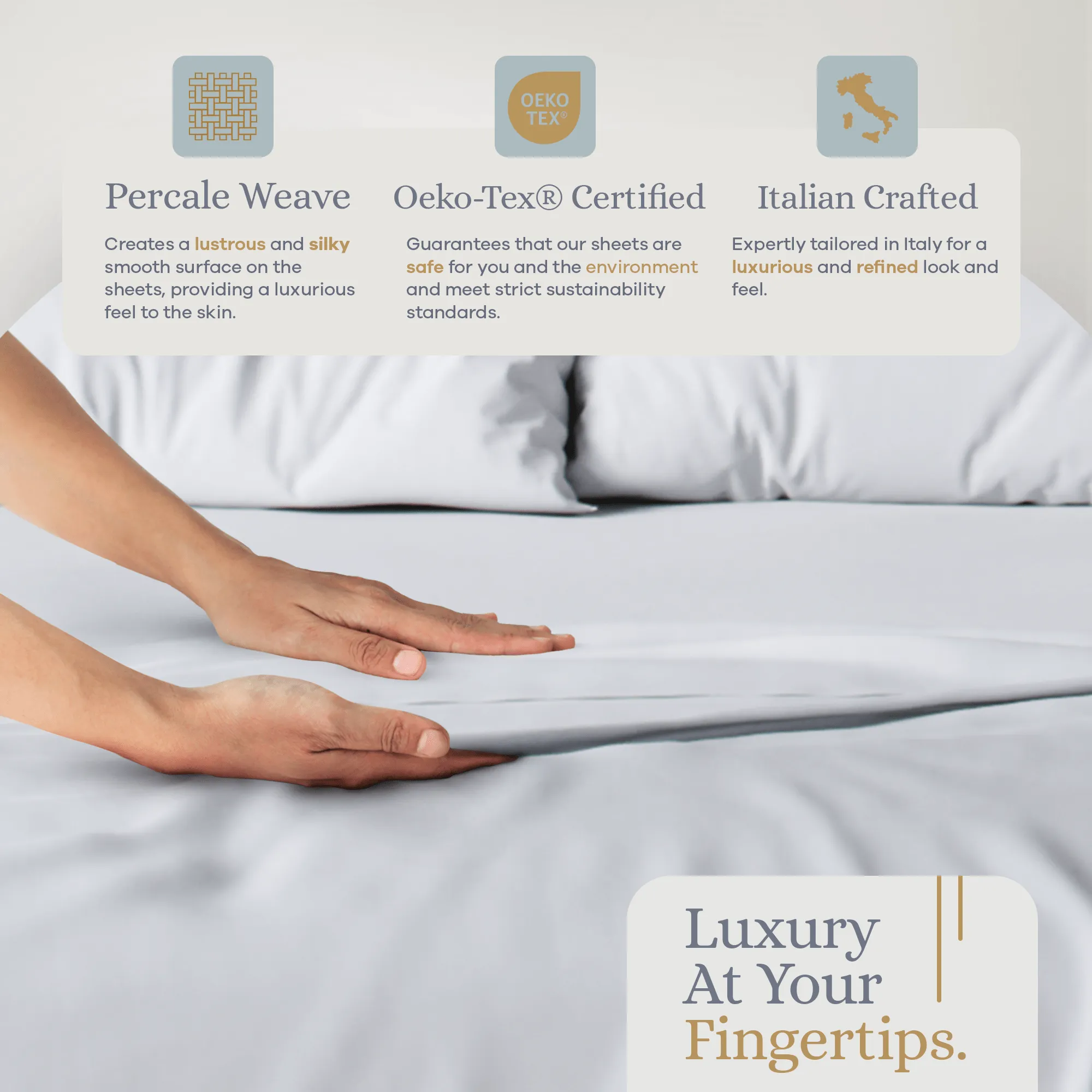 Premium Italian Crafted Percale Sheet Set, 500 Thread Count