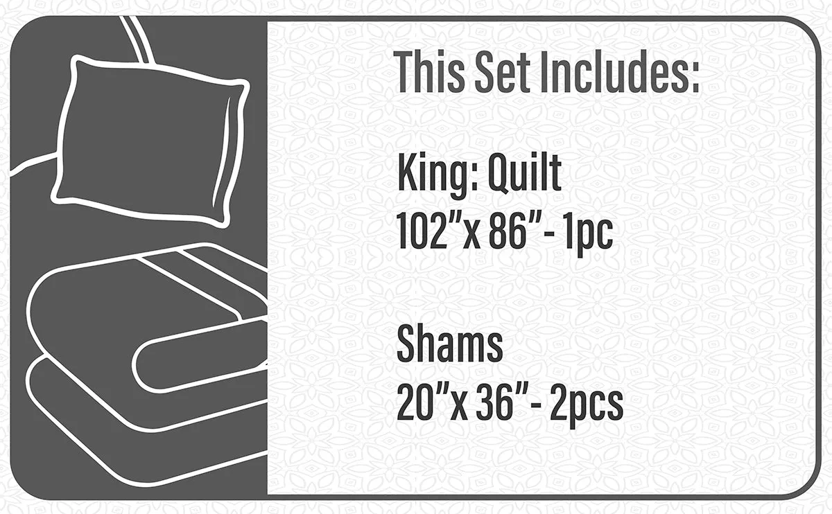 Quilt Bedding Set Woven 3 Piece Set King Forever Blue